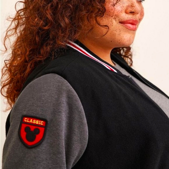 ❤️NWT VINTAGE TORRID BOMBER WOOL JACKET - MICKEY MOUSE ON FRONT & BACK PLUS SIZE - Picture 3 of 16